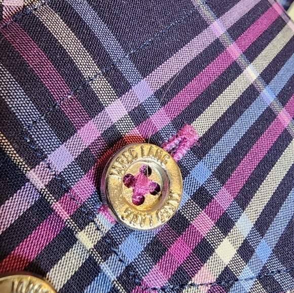 NWT Jared Lang Purple Plaid Roll Tab Sleeve Button down shirt. Men's size 3XL - Picture 8 of 16